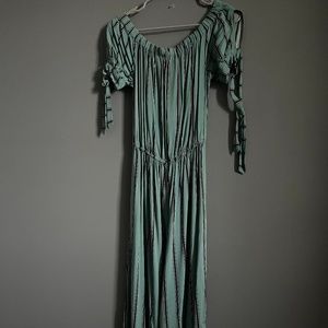 Teal Off the  Shoulder Jumpsuit with Pockets